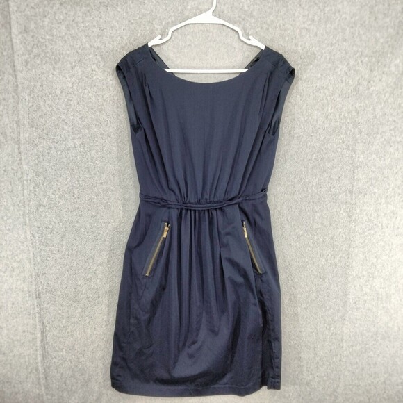 Maggy London Tank Dress Womens Size 6 Navy Blue Button Back Sleeveless Stretch - Picture 8 of 12